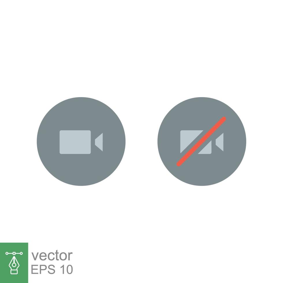 Video camera icon. Simple flat style for Video Conference, Webinar and Video chat. Vector illustration isolated on white background. EPS 10.