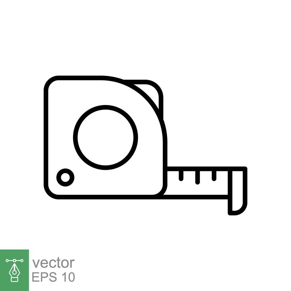 Measure tape line icon. Simple outline style. Meter, length, metric, size concept for app and web. Vector illustration isolated on white background. EPS 10.