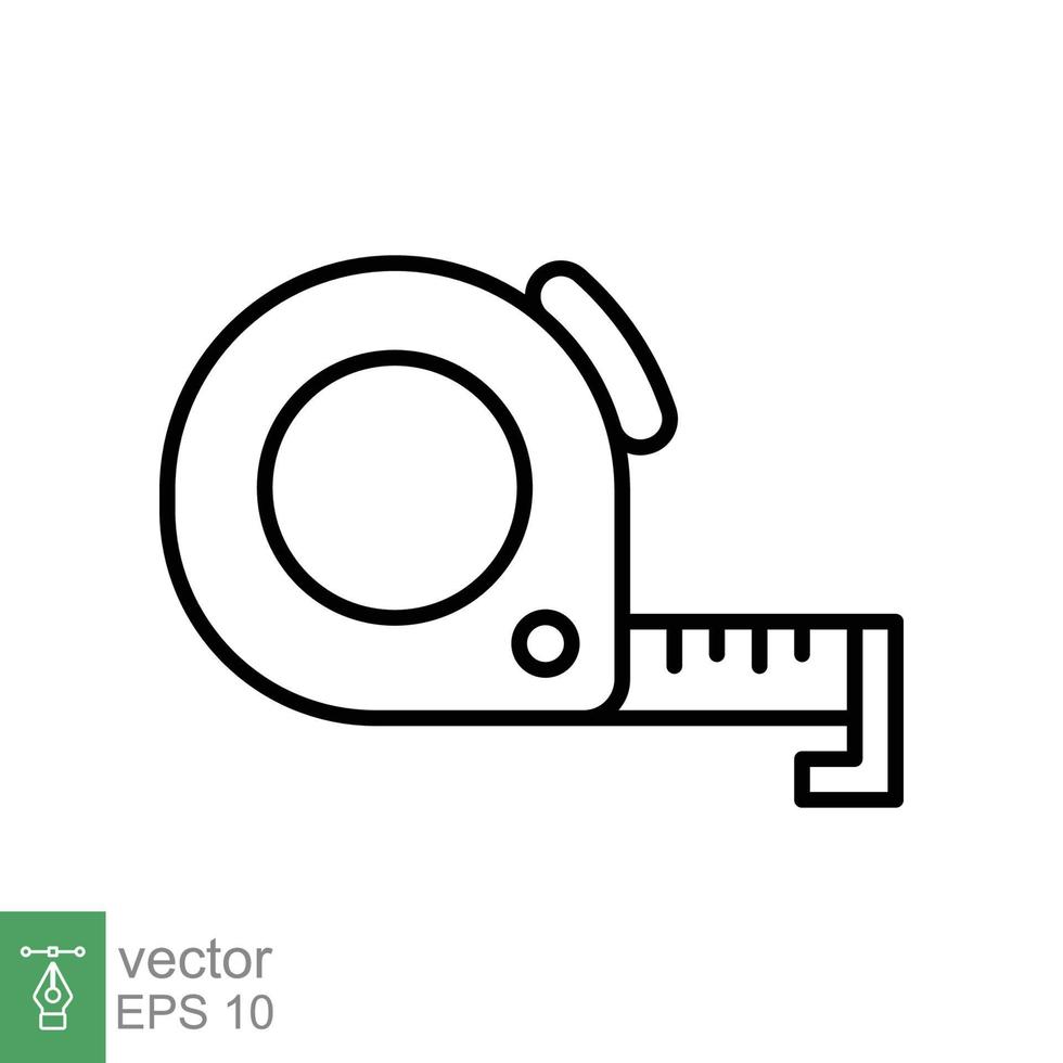 Measure tape line icon. Simple outline style. Meter, length, metric, size concept for app and web. Vector illustration isolated on white background. EPS 10.