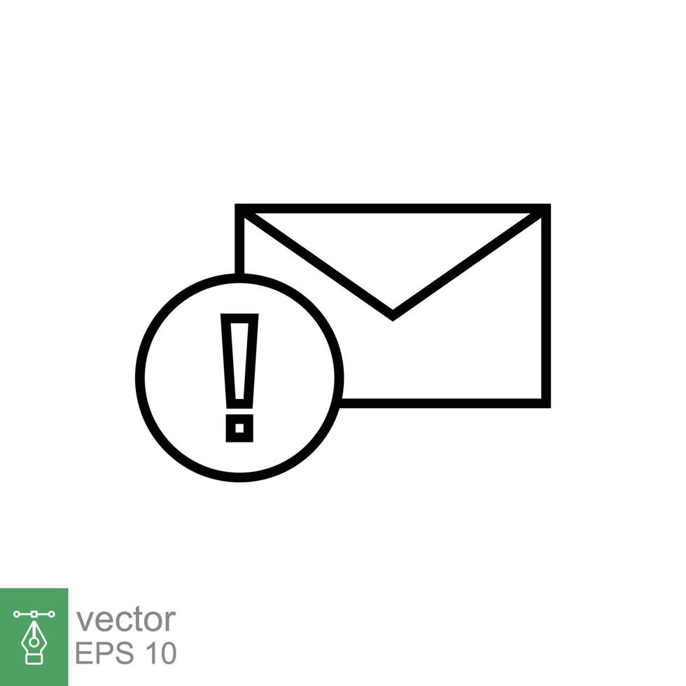 Warning alert message icon. Simple line style for web template and app. Email, suspicious, letter, mail, news, notification, vector illustration design on white background. EPS 10.