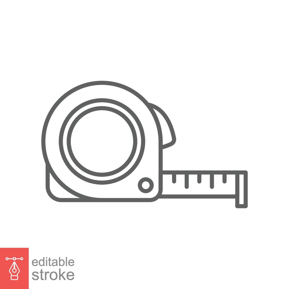 Measure tape line icon. Simple outline style. Meter, length, metric, size concept for app and web. Vector illustration isolated on white background. Editable stroke EPS 10.