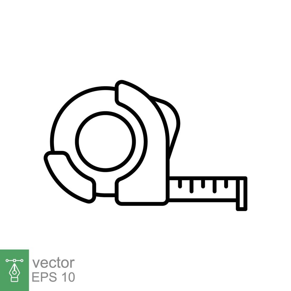 Measure tape line icon. Simple outline style. Meter, length, metric, size concept for app and web. Vector illustration isolated on white background. EPS 10.