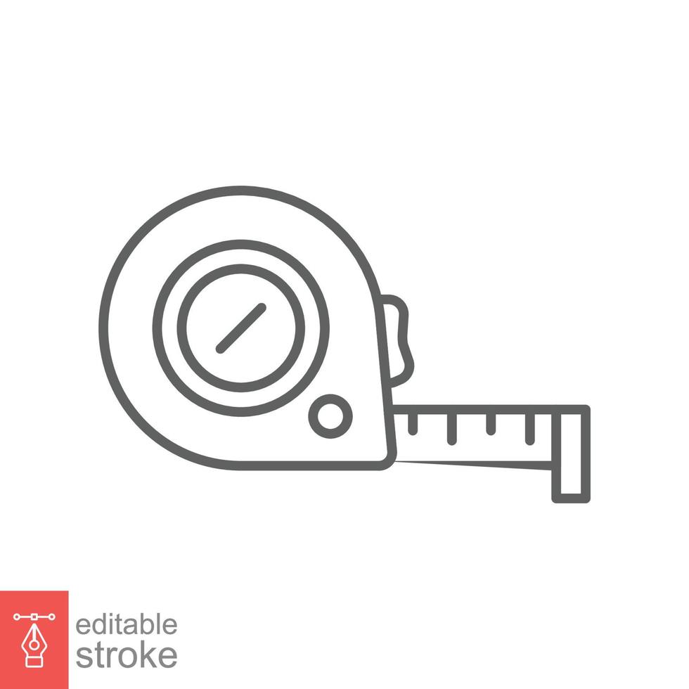 Measure tape line icon. Simple outline style. Meter, length, metric, size concept for app and web. Vector illustration isolated on white background. Editable stroke EPS 10.