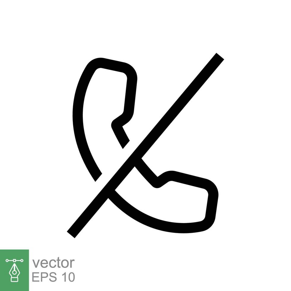 No call and phone line icon. Simple outline style. Block communication business concept. Vector illustration isolated on white background. EPS 10.