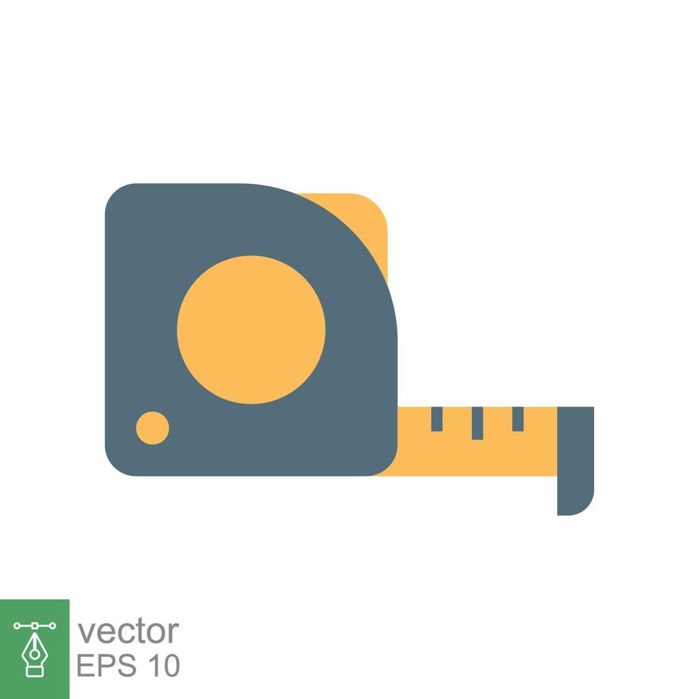 Measure tape icon. Simple flat style. Meter, length, metric, size concept for app and web. Vector illustration isolated on white background. EPS 10.