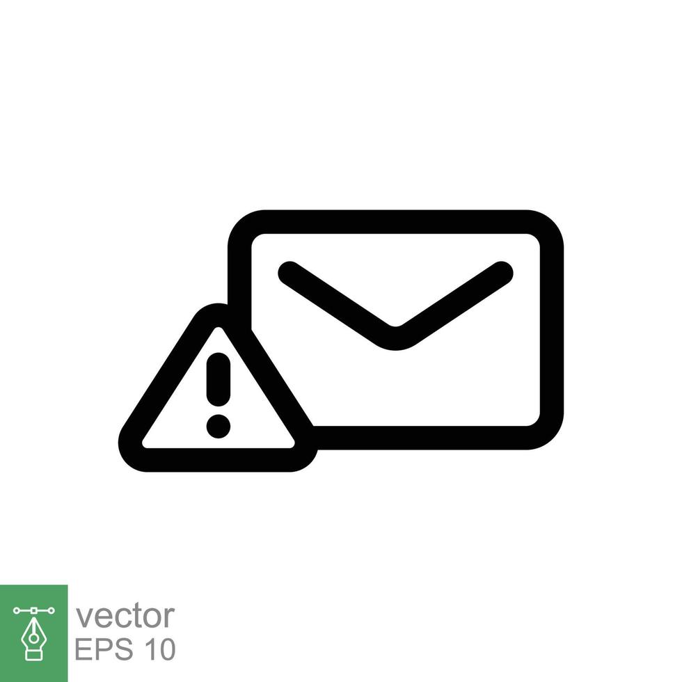 Warning alert message icon. Simple line style for web template and app. Email, suspicious, letter, mail, news, notification, vector illustration design on white background. EPS 10.