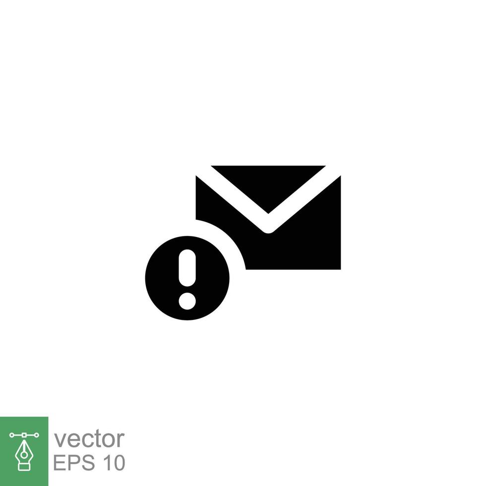 advertencia alerta mensaje icono. sólido estilo para web modelo y aplicación correo electrónico, sospechoso, carta, correo, noticias, notificación, vector ilustración diseño en blanco antecedentes. eps 10