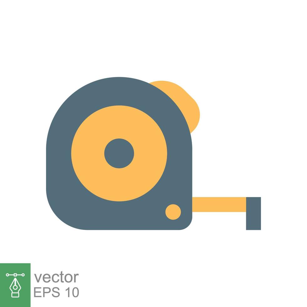 Measure tape icon. Simple flat style. Meter, length, metric, size concept for app and web. Vector illustration isolated on white background. EPS 10.