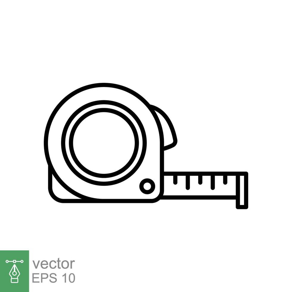 Measure tape line icon. Simple outline style. Meter, length, metric, size concept for app and web. Vector illustration isolated on white background. EPS 10.