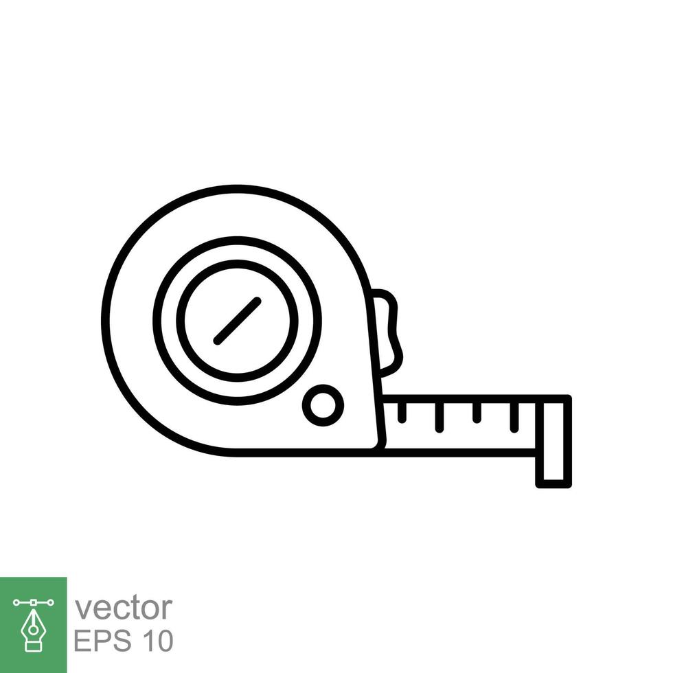 Measure tape line icon. Simple outline style. Meter, length, metric, size concept for app and web. Vector illustration isolated on white background. EPS 10.