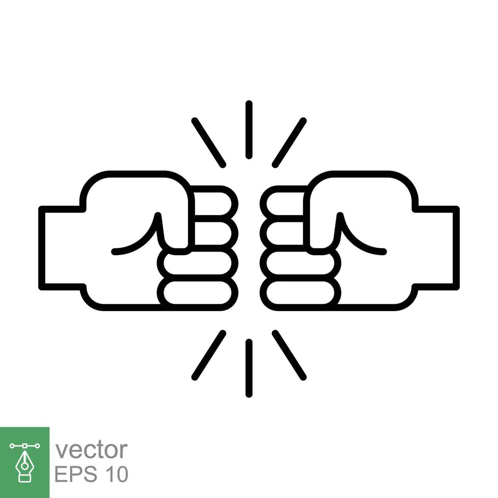 Fist bump line icon. Bro fist bump or power five pound outline style for apps and websites. Hand brother respect, impact, and handshake. Vector illustration on white background. EPS 10.