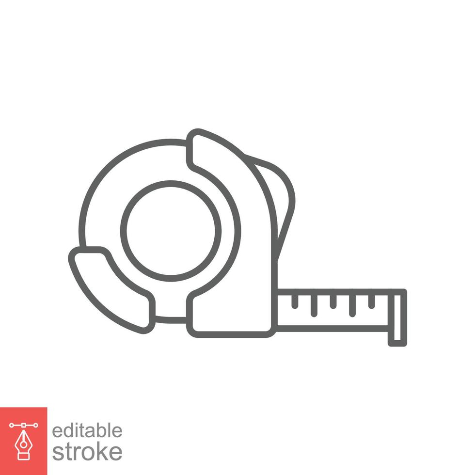 Measure tape line icon. Simple outline style. Meter, length, metric, size concept for app and web. Vector illustration isolated on white background. Editable stroke EPS 10.