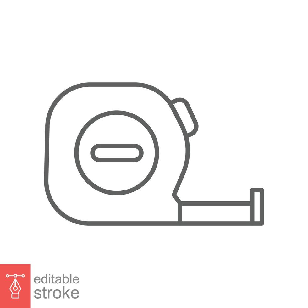 Measure tape line icon. Simple outline style. Meter, length, metric, size concept for app and web. Vector illustration isolated on white background. Editable stroke EPS 10.