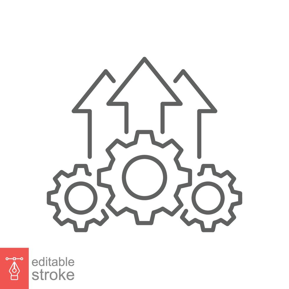 Operational excellence line icon. Simple outline style symbol. Optimize technology, innovation, production growth concept. Vector illustration isolated on white background. Editable Stroke EPS 10.