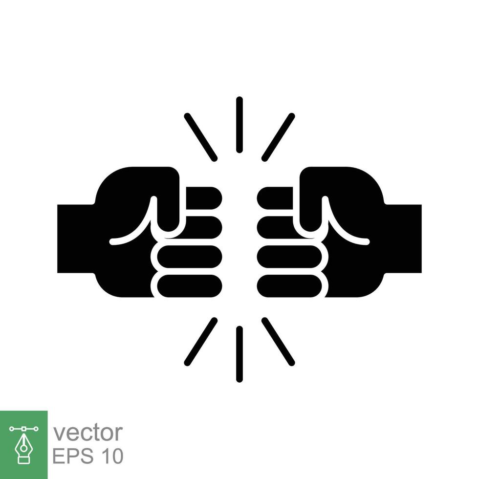 Fist bump glyph icon. Bro fist bump or power five pound solid style for apps and websites. Hand brother respect, impact, and handshake. Vector illustration on white background. EPS 10.