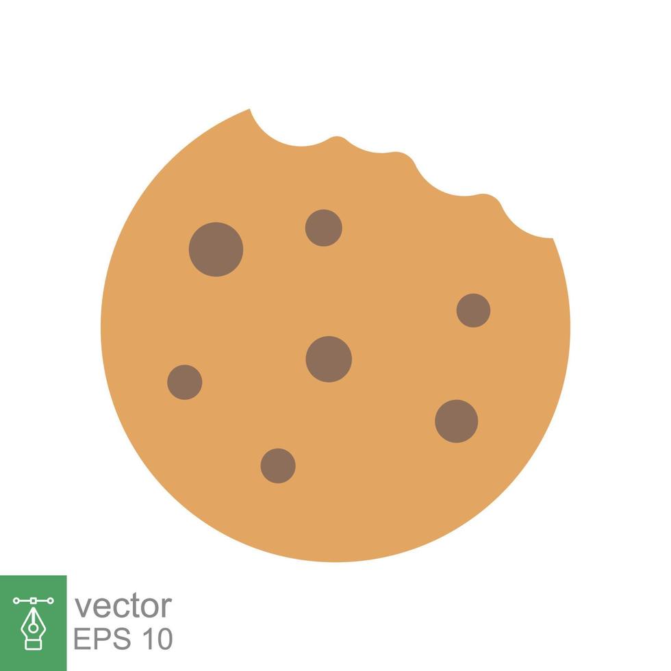 Cookie biscuit icon. Simple flat style sign. Bite of dessert, bread crumbs, chocolate sweetness. Eaten cookies symbol. Vector illustration isolated on white background. EPS 10.