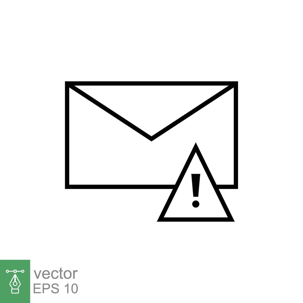 Warning alert message icon. Simple line style for web template and app. Email, suspicious, letter, mail, news, notification, vector illustration design on white background. EPS 10.