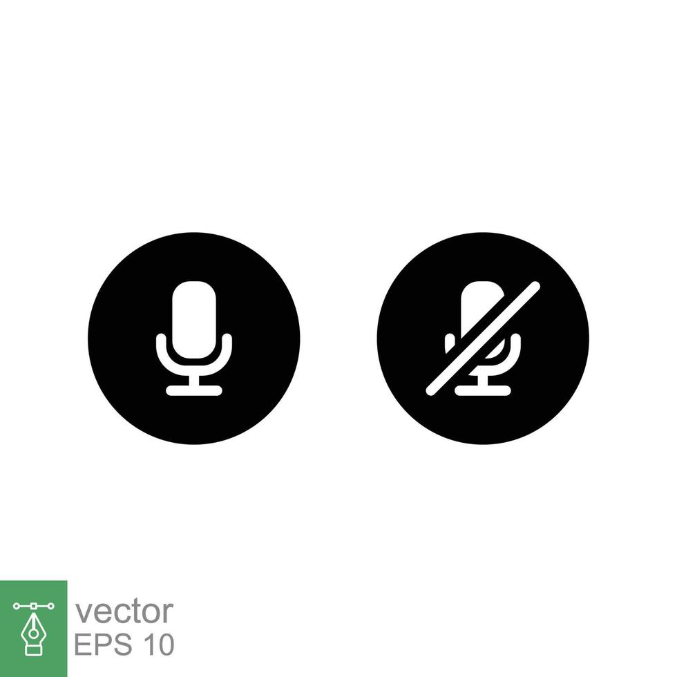 Mic, audio and sound mute glyph icon. Simple solid style for Video Conference, Webinar and Video chat. Vector illustration isolated on white background. EPS 10.