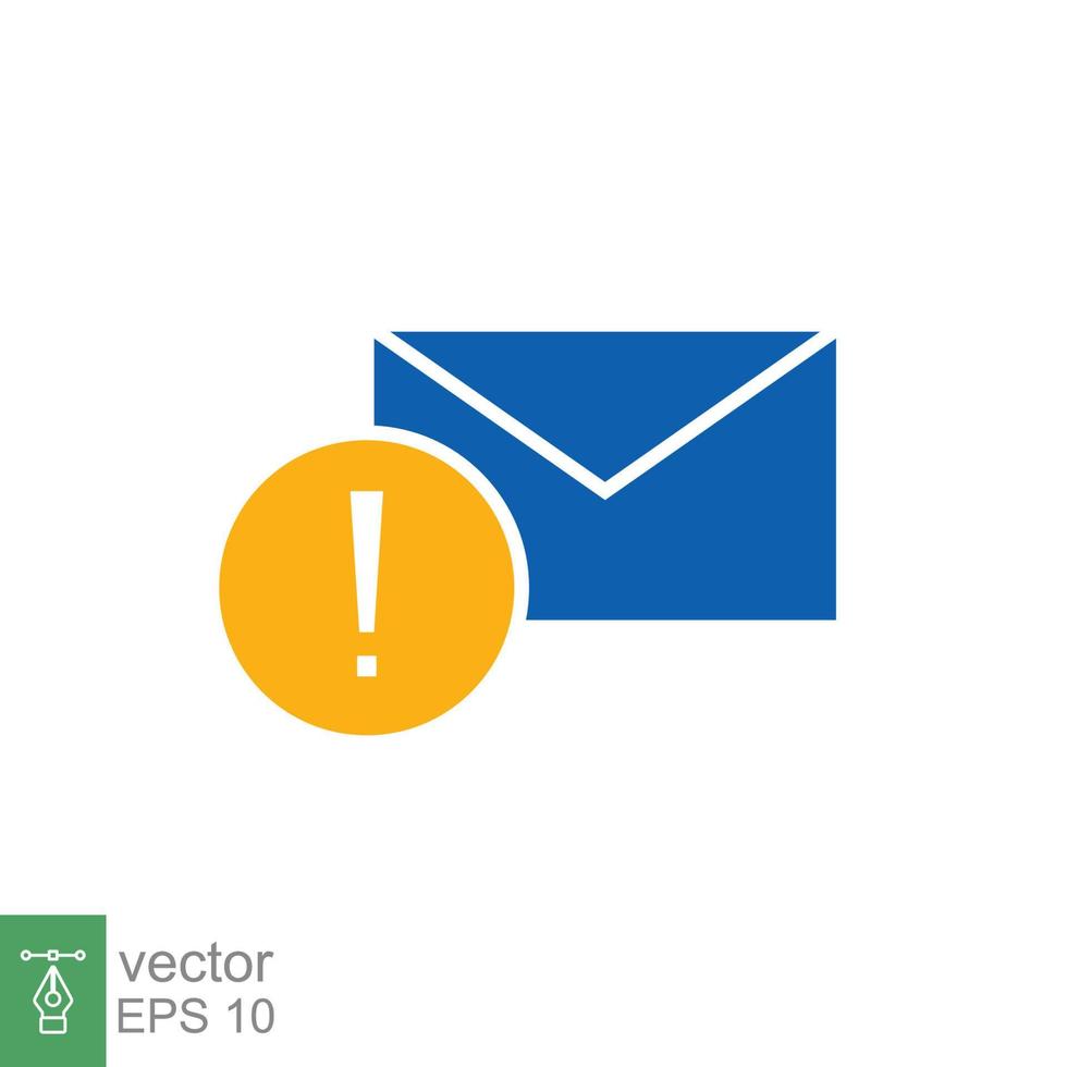 Warning alert message icon. Simple flat style for web template and app. Email, suspicious, letter, mail, news, notification, vector illustration design on white background. EPS 10.