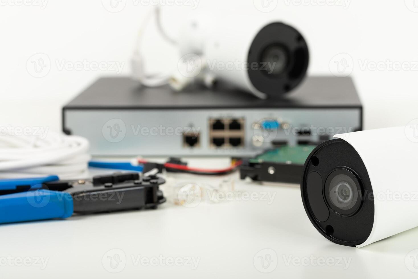 Picture of video surveillance installation for safety home, Security camera setup 19933187 Stock