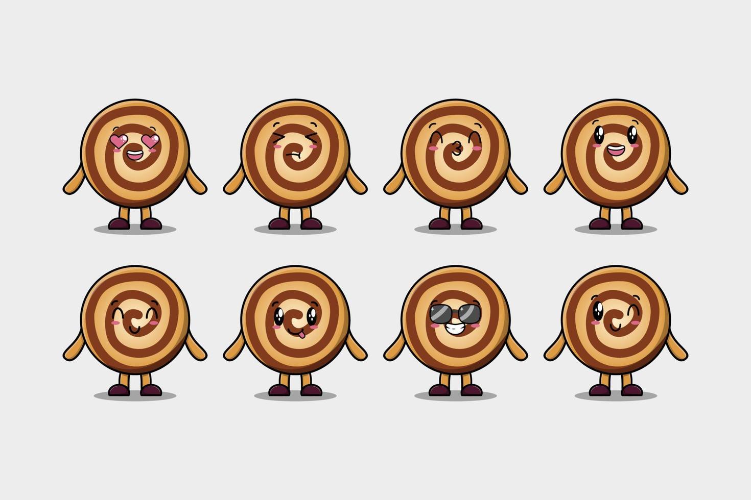 Set kawaii Cookies cartoon character expressions vector