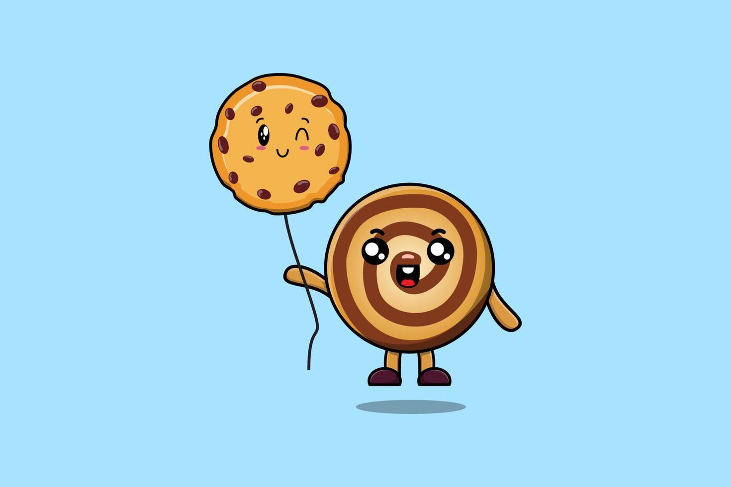 lindas galletas de dibujos animados flotando con globo de galleta vector