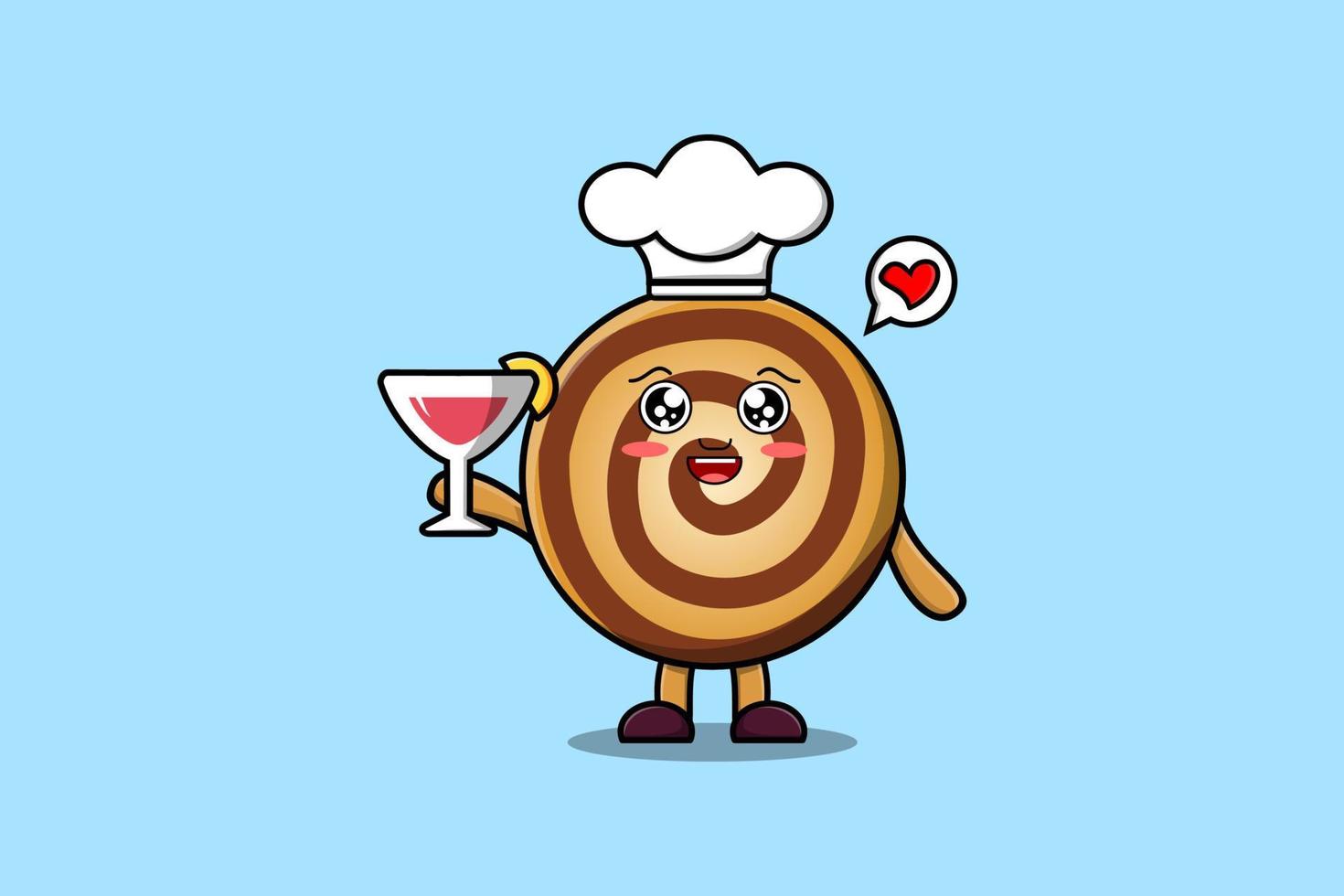 Cute cartoon Cookies chef holding wine glass vector