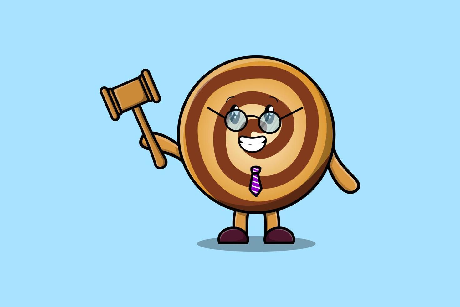 linda dibujos animados sabio juez galletas vistiendo lentes vector