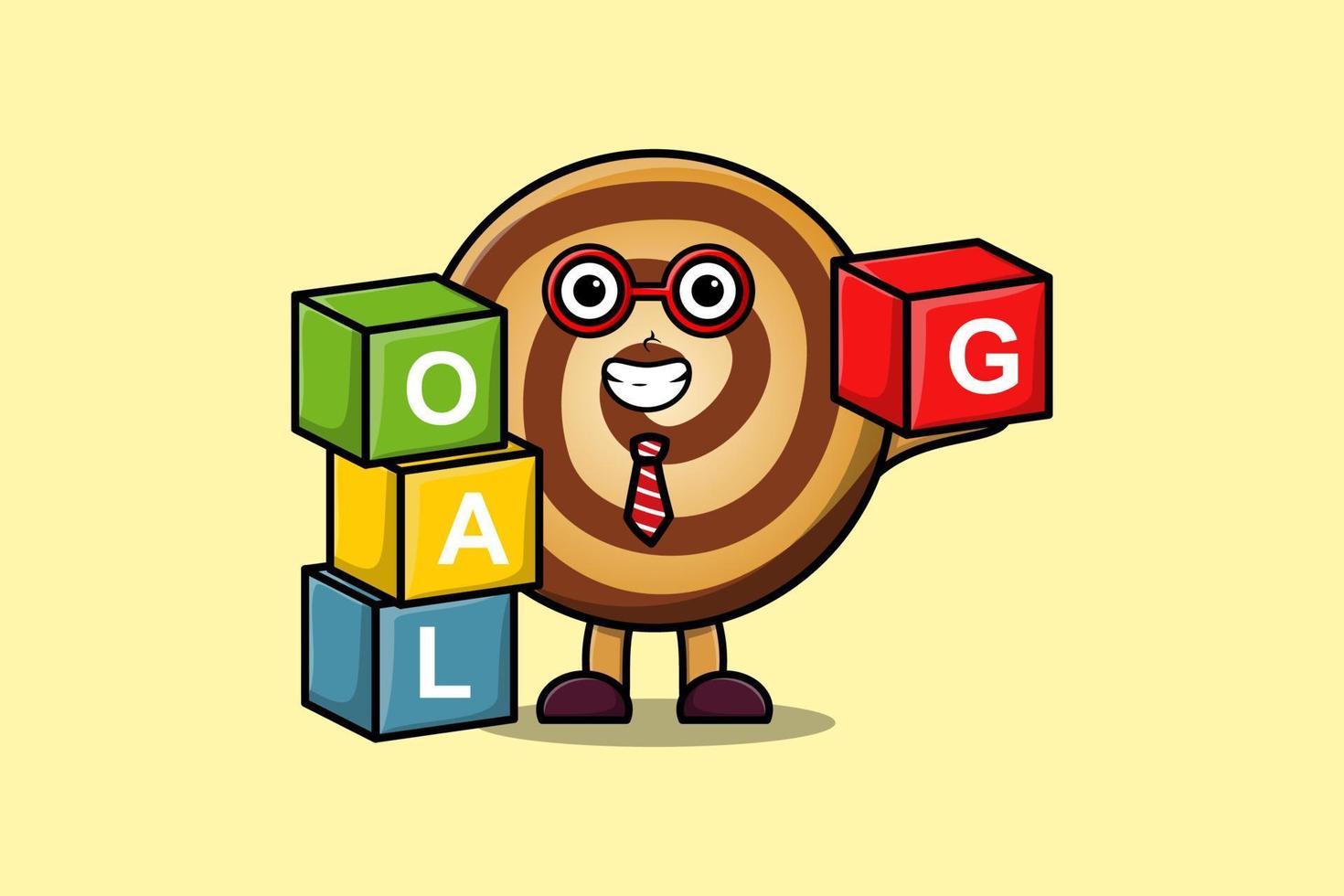 Cute cartoon Cookies businessman stacking goal box vector