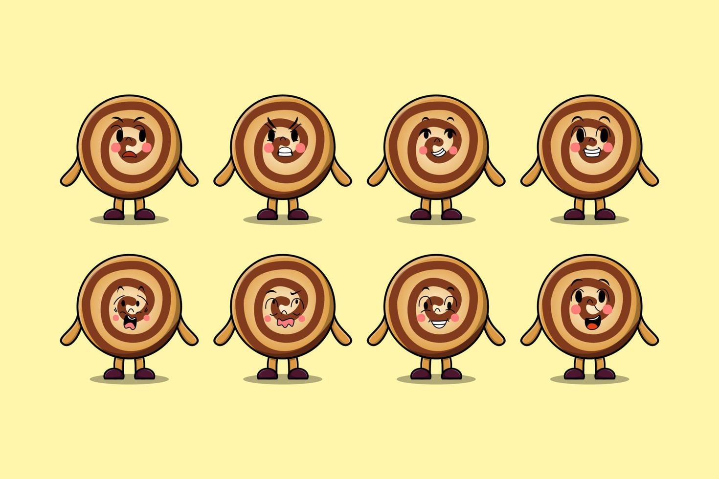 Set kawaii Cookies cartoon character expressions vector