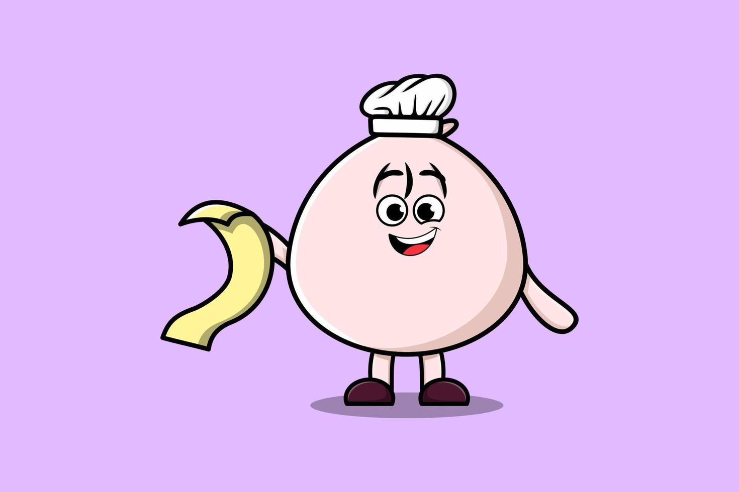 Cute cartoon Dim sum chef with menu in hand vector