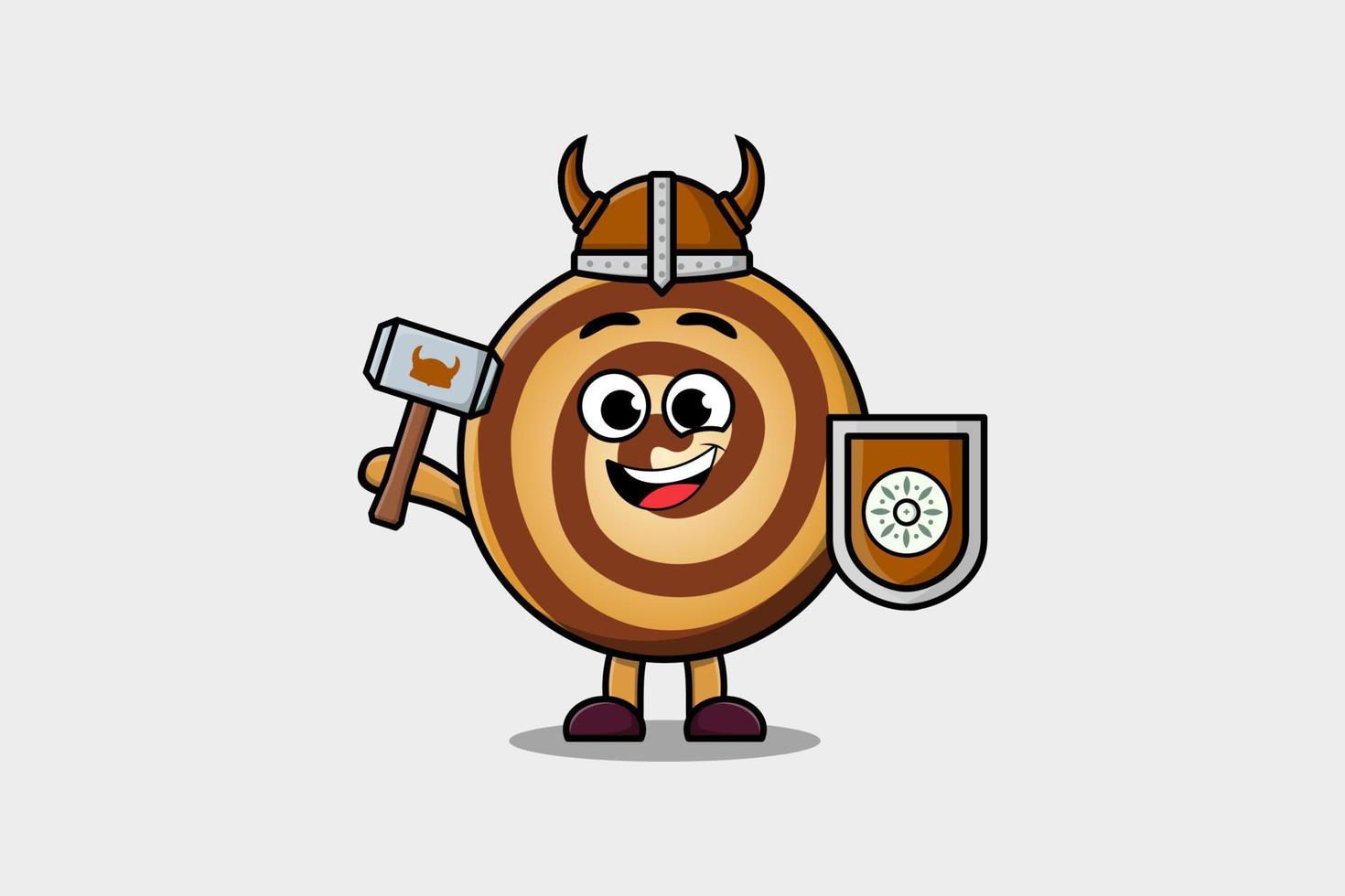 lindo personaje de dibujos animados galletas pirata vikingo vector