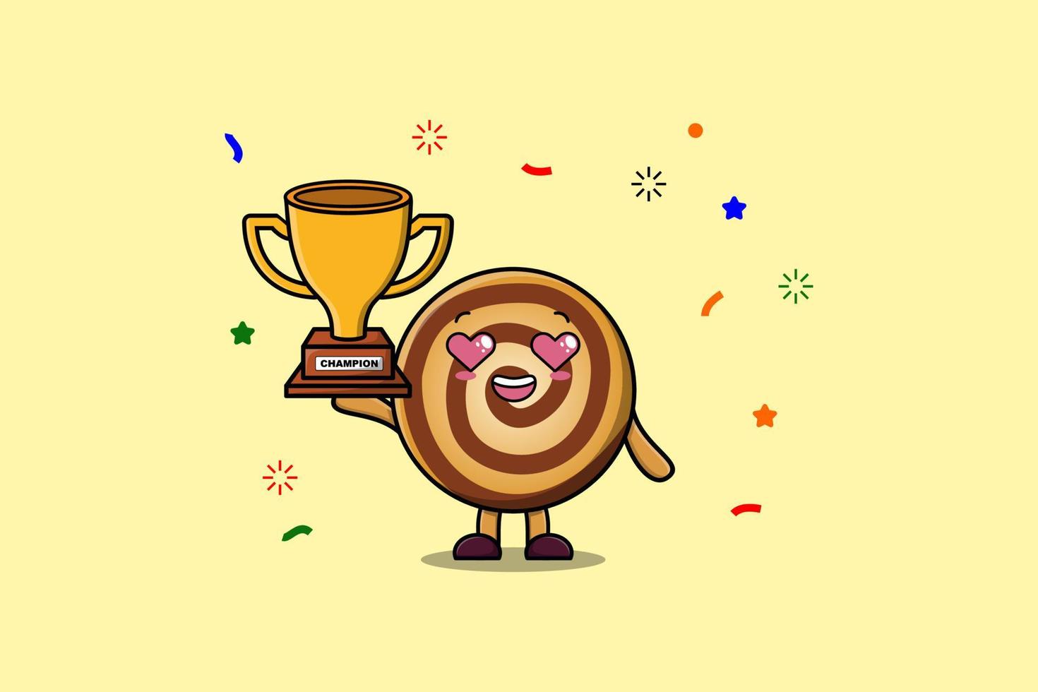 Cute Cartoon Cookies holding up the golden trophy vector