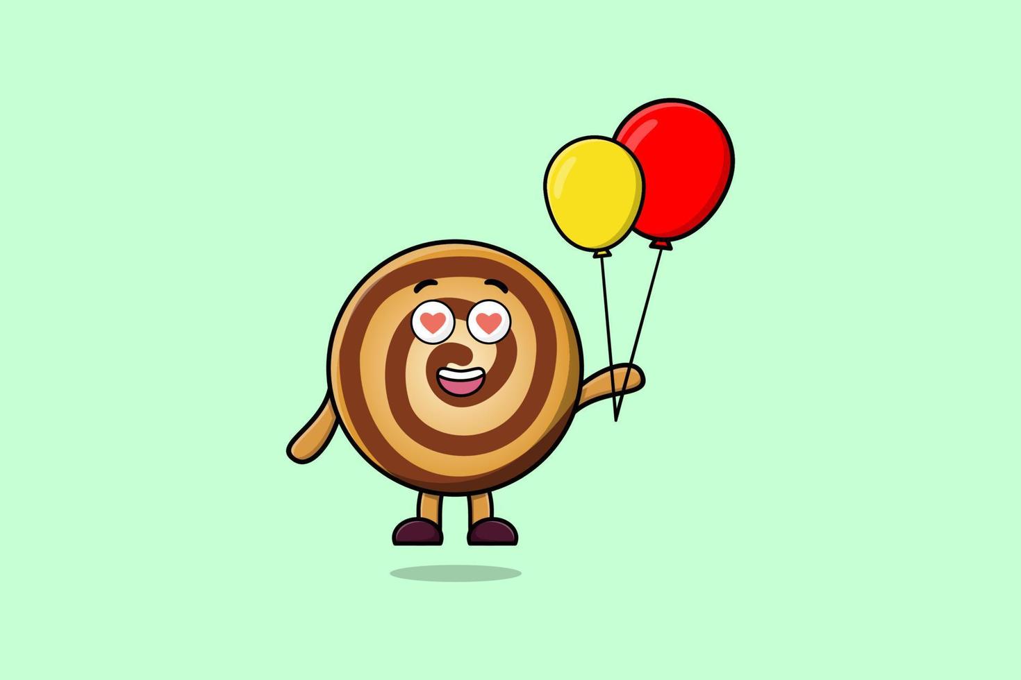 Cute cartoon Cookies floating with balloon cartoon vector