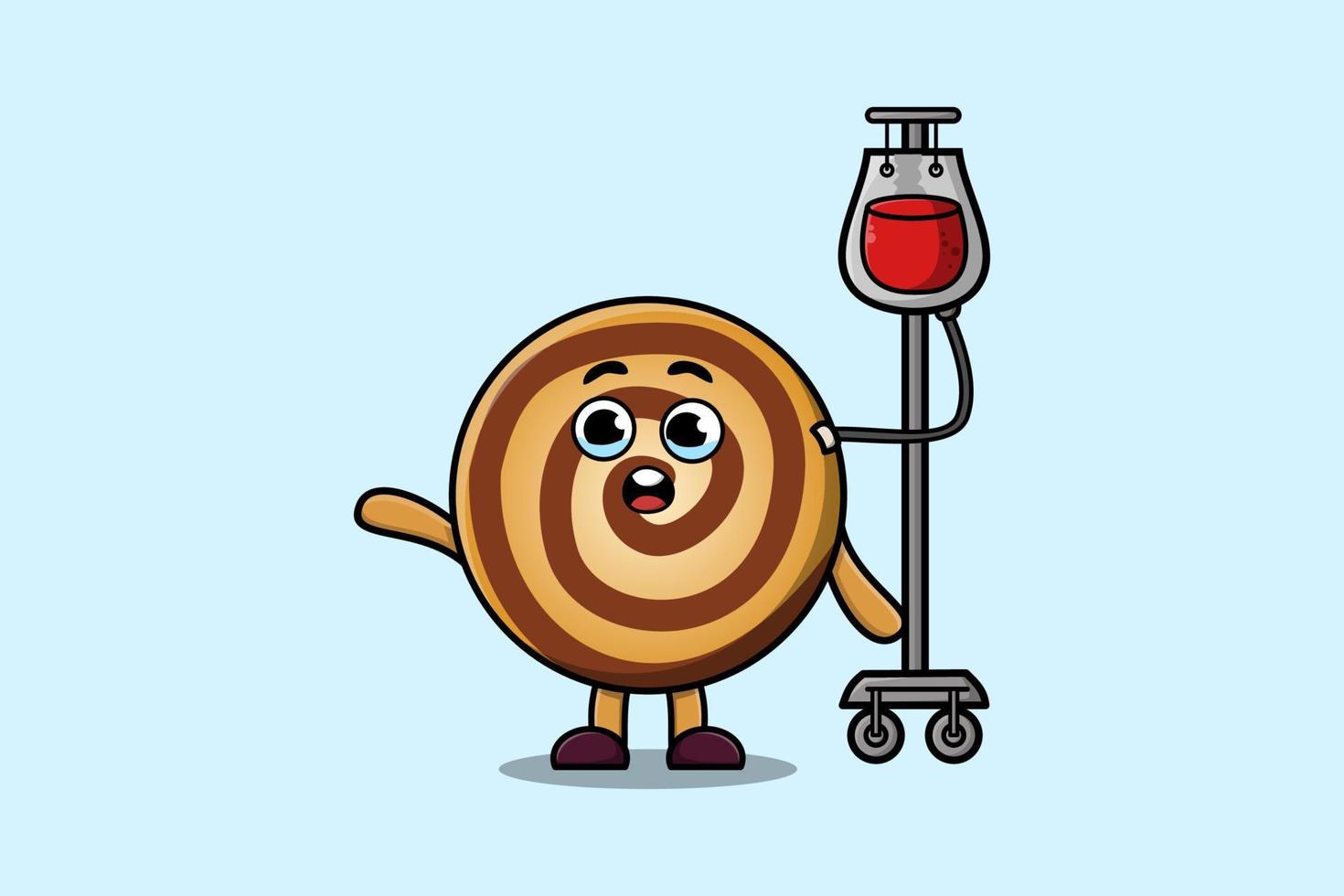 linda caricatura de galletas con transfusión de sangre vector