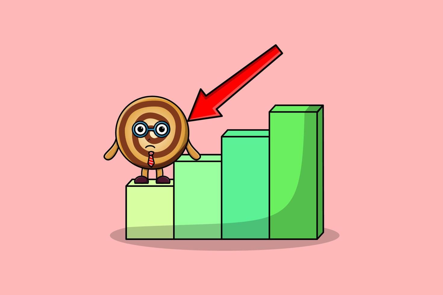 Cookies cute businessman with a inflation chart vector