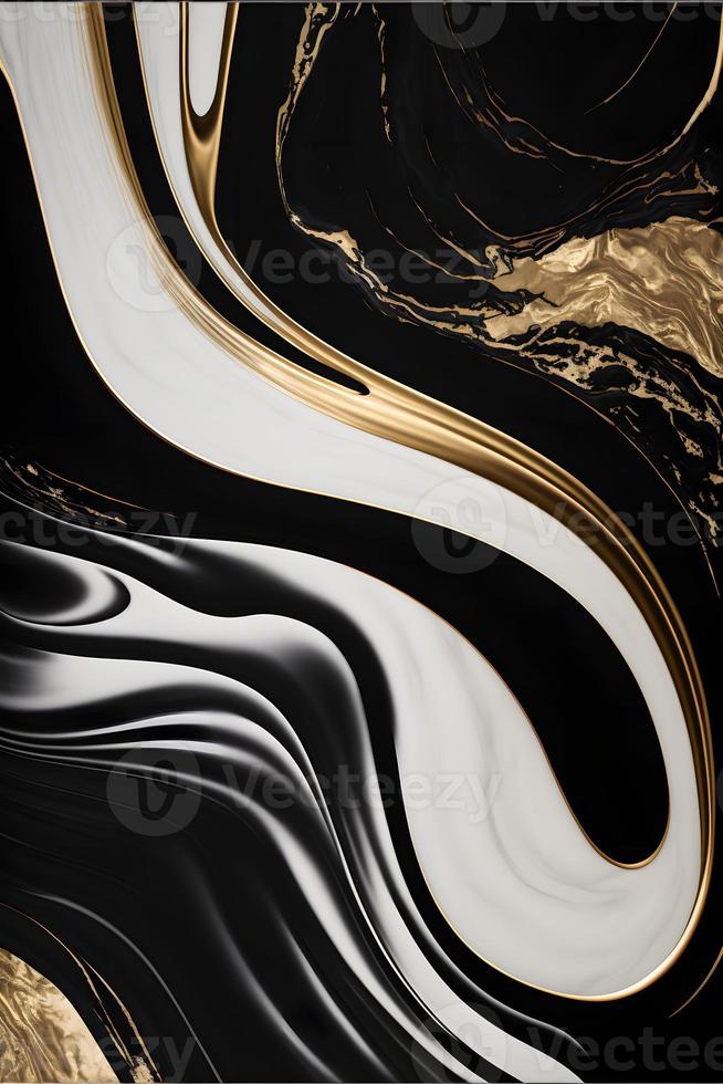 Elegant black, white, and gold marble background texture for use in design projects photo