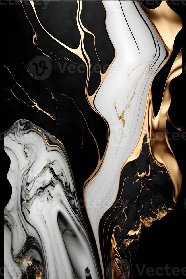 Elegant black, white, and gold marble background texture for use in design projects photo