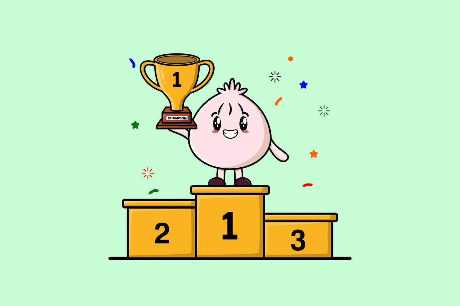 Cute cartoon Dim sum character as the first winner vector