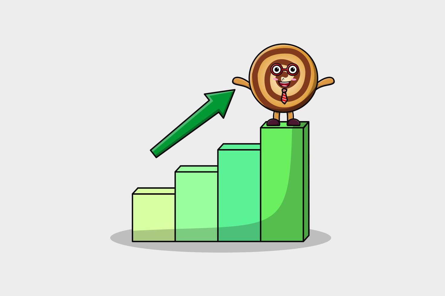 galletas lindo hombre de negocios con un gráfico de deflación vector