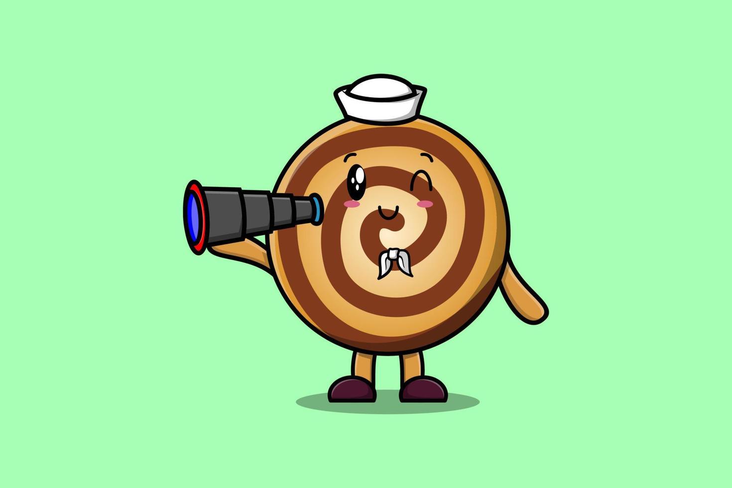 Cute cartoon Cookies sailor using binocular vector