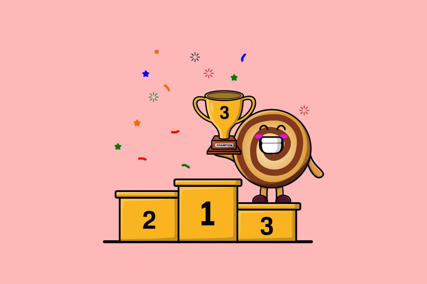 Cute cartoon Cookies character as the third winner vector