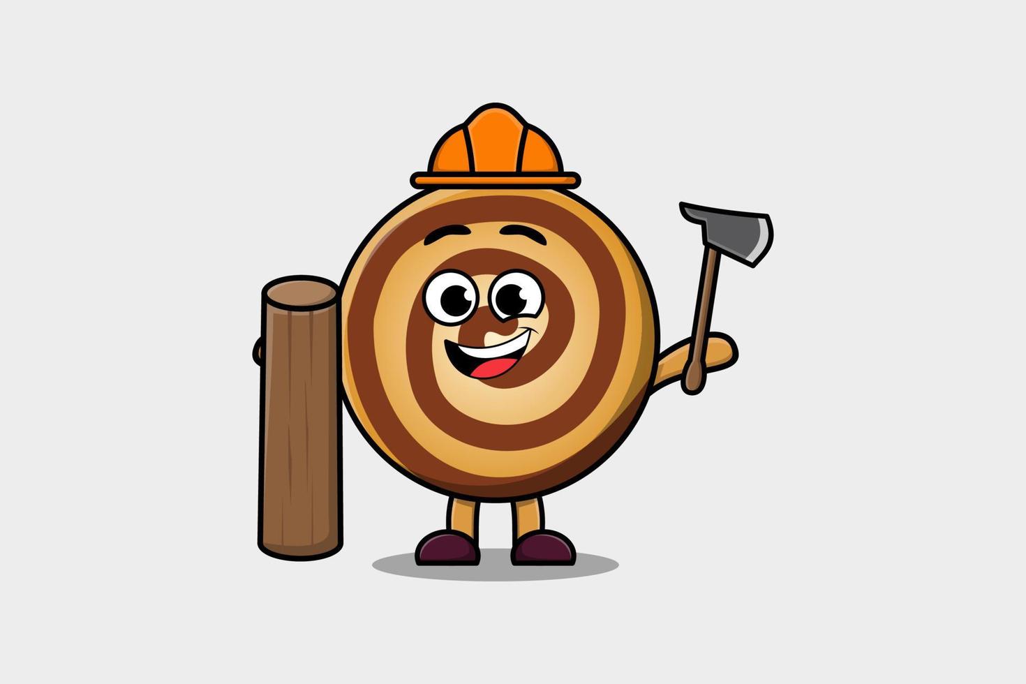 lindo personaje de carpintero de galletas de dibujos animados con hacha vector