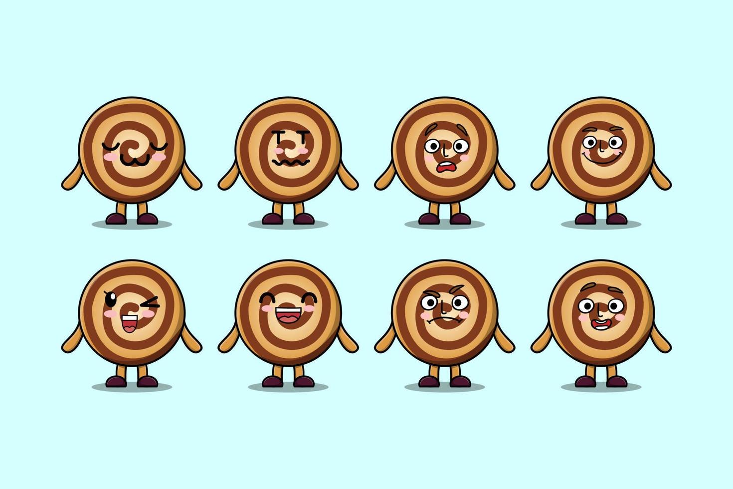 Set kawaii Cookies cartoon character expressions vector