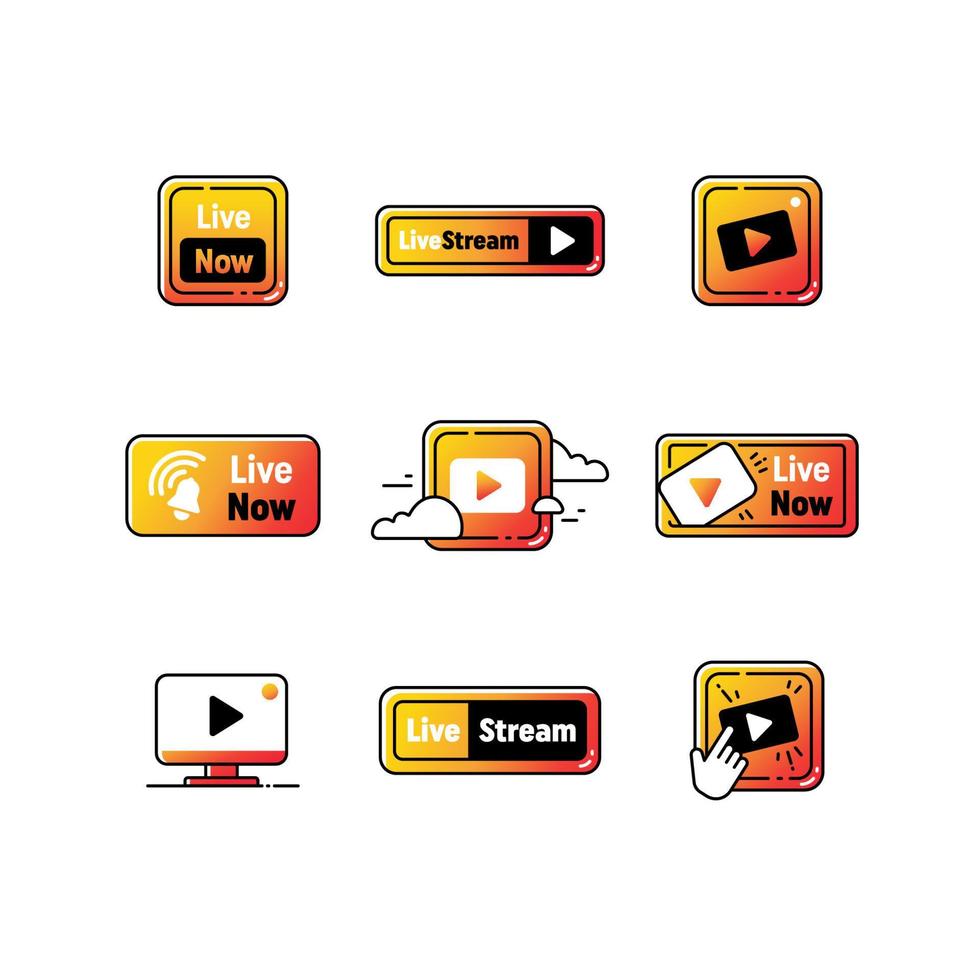 Promote Live Stream Set Icon and Label vector