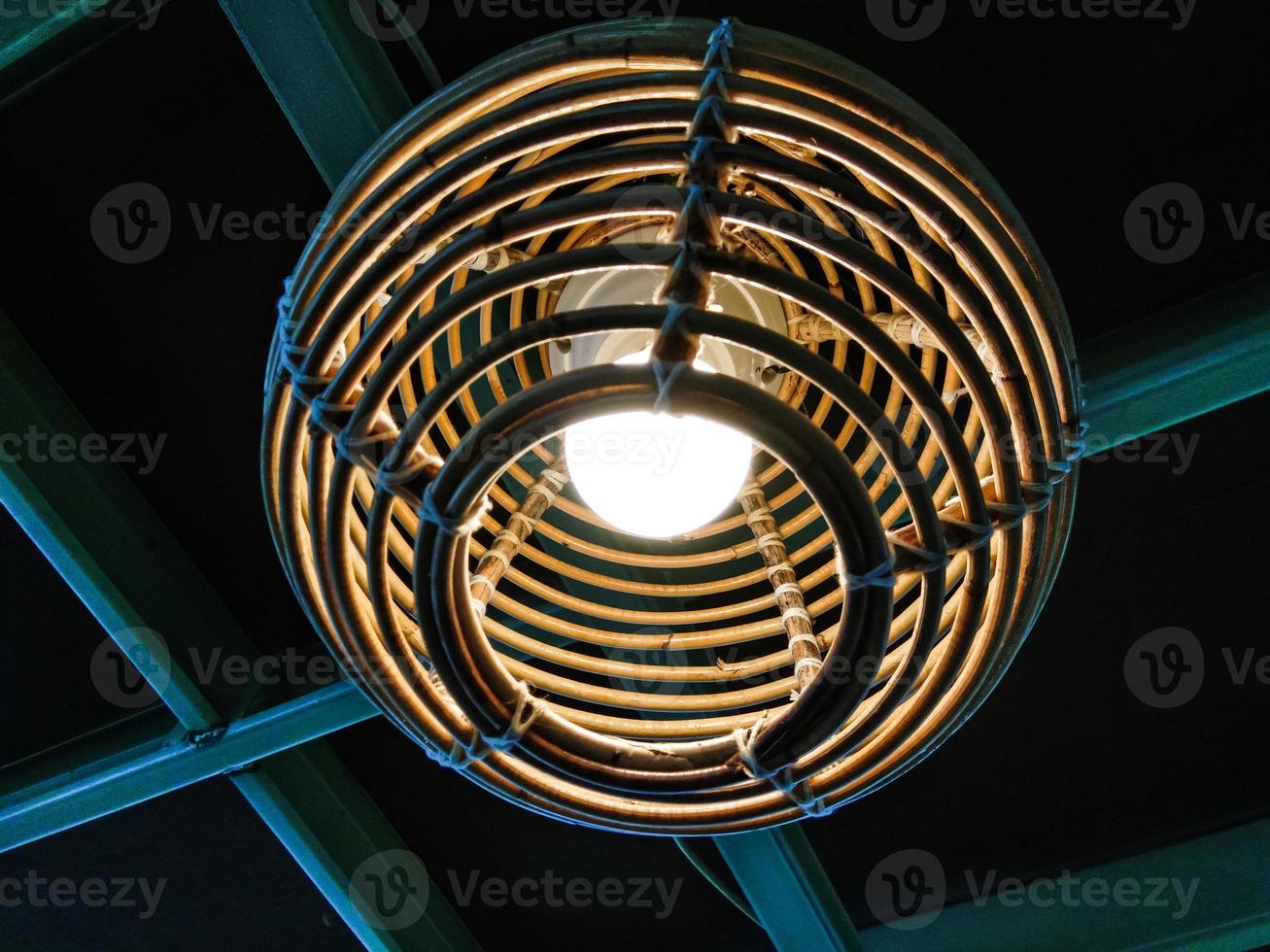 lamps decorated with bamboo baskets photo