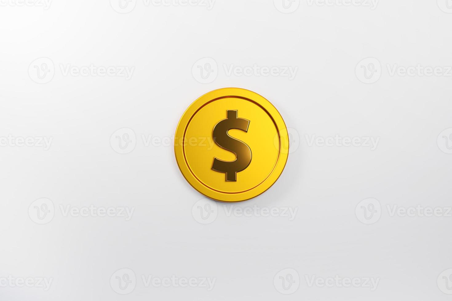 3D Single Golden Dollar Coin  isolated background photo