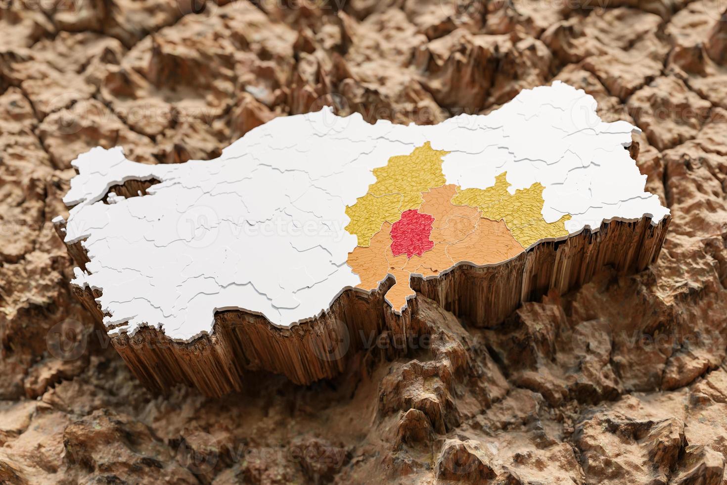 Map of earthquake in south east region of Turkey. 3D illustration photo