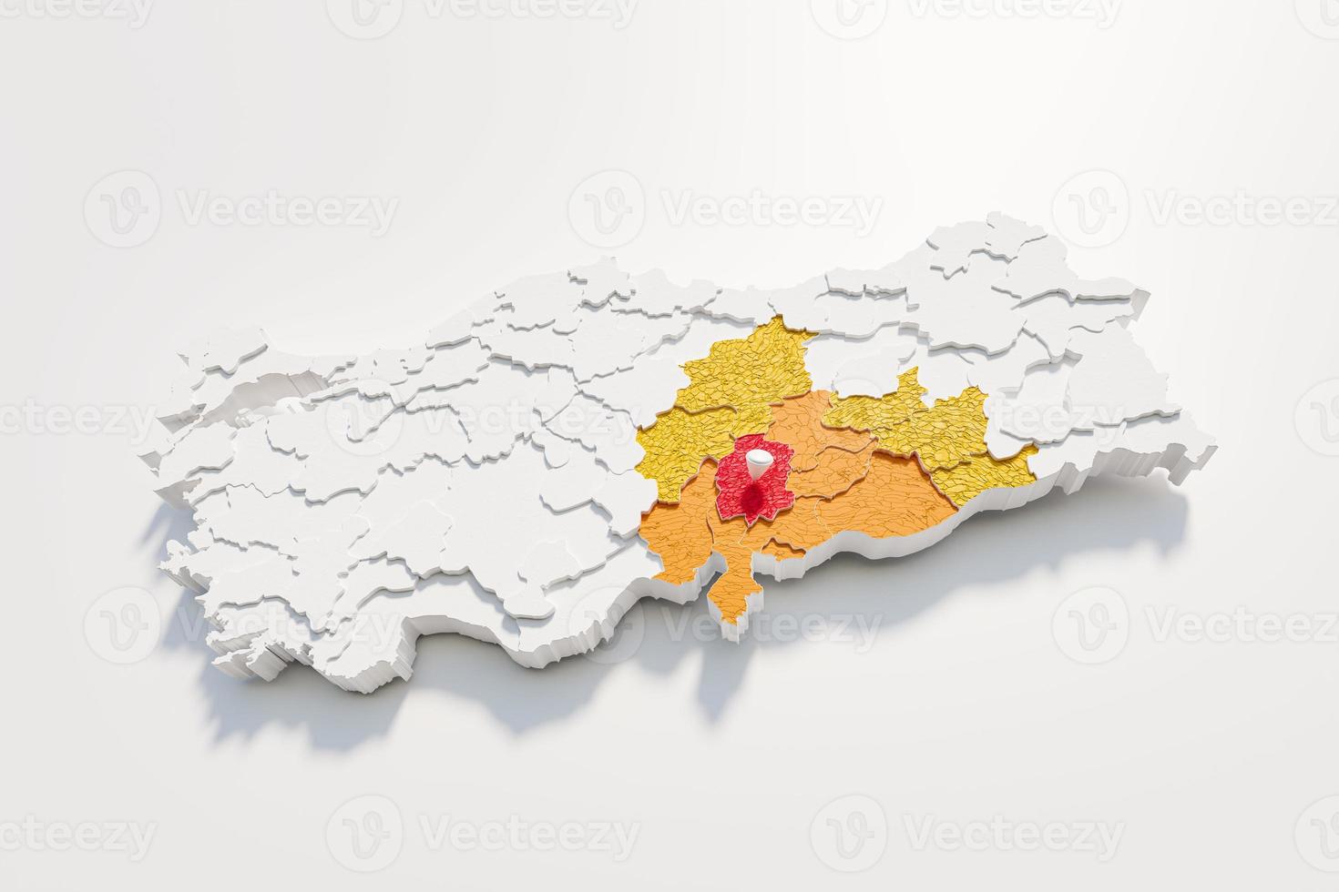 Map of earthquake in south east region of Turkey. 3D illustration photo