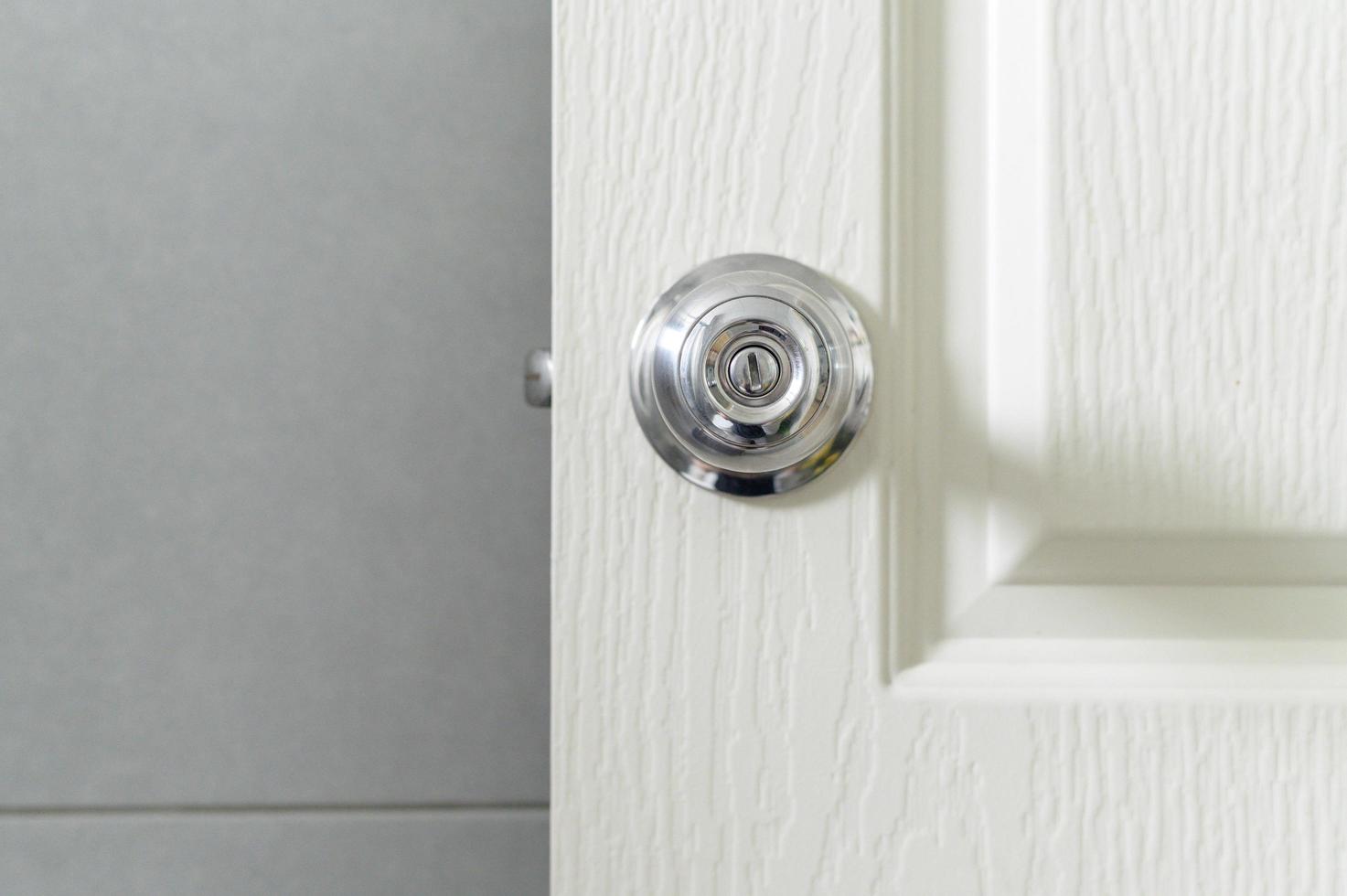 Roundly door knob lock handle home security close. The doorknob is being found that caused the COVID 19 infection. photo